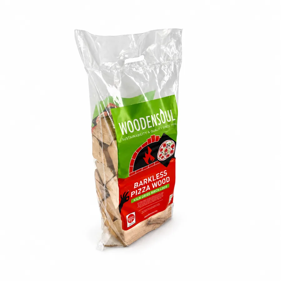 WoodenSoul barkless pizza wood, kiln dried birch logs in a retail bag